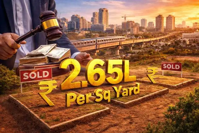 KPHB land auction scene in Hyderabad highlighting record ₹2.65 lakh per sq yard property price in a prime residential area