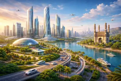 Construction and planning area for Future City near Hyderabad aimed at attracting global tech companies