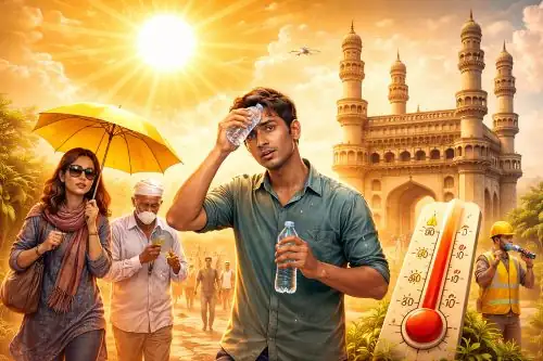 Sunny weather conditions in Hyderabad during heatwave advisory