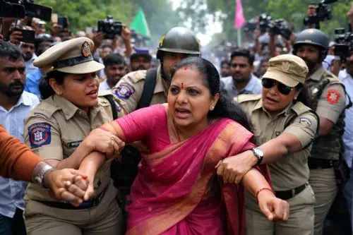 K. Kavitha detained by police during Musi River protest in Hyderabad