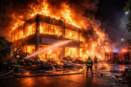 Firefighters battling massive Chandanagar Fire at furniture showroom in Hyderabad