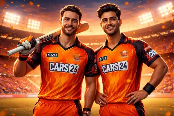 Sunrisers Hyderabad fiery orange IPL 2026 jersey launch illustration