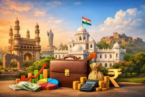 Telangana Assembly building during Telangana Budget preparation in Hyderabad