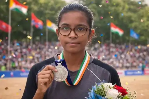 Bhavani Kedia winning silver medal at Deaf Sports Meet