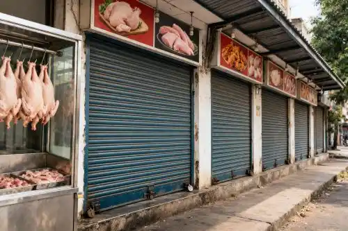 Chicken shops closed during strike in Hyderabad market