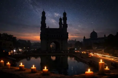Earth Hour Hyderabad 2026 lights off city skyline at night