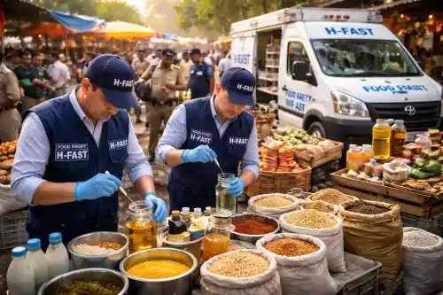 Hyderabad H-FAST team inspecting food products after adulteration bust