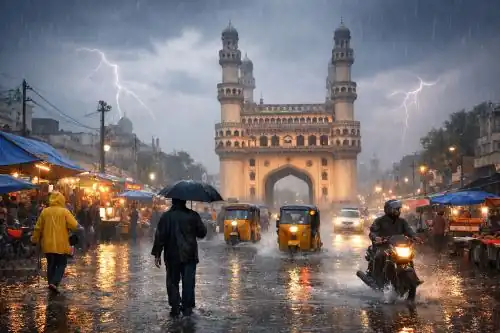Hyderabad rains causing waterlogging and traffic during orange alert