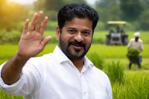 Telangana CM Revanth Reddy announcing Rythu Bharosa scheme for farmers in Hyderabad