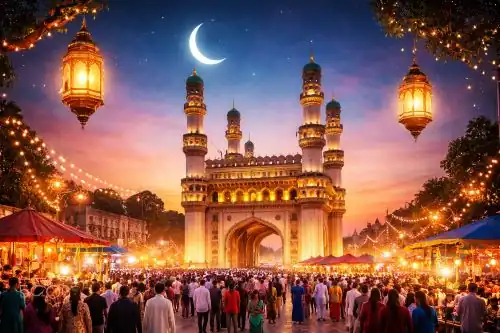 Worshippers in Hyderabad prepare for Telangana Eid celebrations after moon-sighting announcement