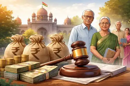 Telangana High Court building in Hyderabad as court orders state to clear retirement dues by April 9