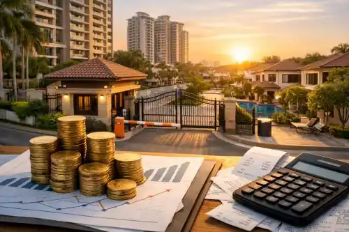 Apartment buildings in Hyderabad gated community showing rising maintenance costs